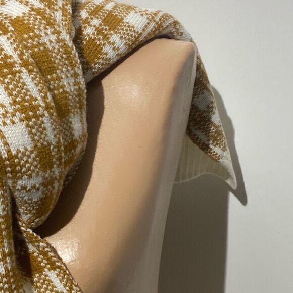 Timberland Unisex Cream Tan Buffalo Plaid Knit Rectangular Scarf One Size - Picture 3 of 7